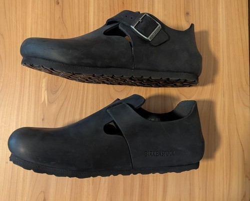 Scarpe BIRKENSTOCK London taglia 38 in pelle nera oliata nuove sul retro - Foto 5 di 9