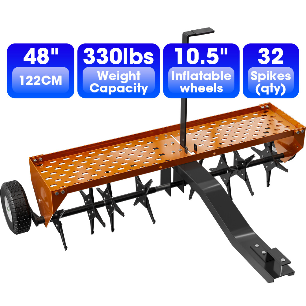 Steel Heavy Duty Lawn Aerator with 48" Width Tow Plug Achieve Well Kept Lawn