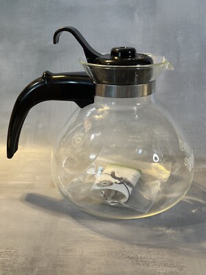 Schott Duran Whistling Kettle 12 Cup Teapot Black Handle & Top Made In Germany