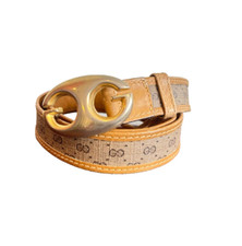 Vintage Gucci GG monogram Logo Gold Belt size 70