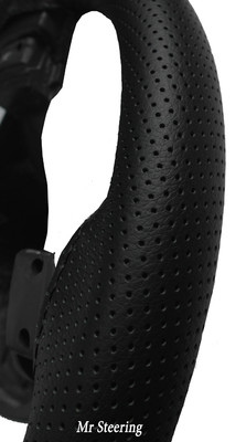 FITS FORD C-MAX 2003-2008 REAL BLACK PERFORATED LEATHER STEERING WHEEL COVER NEW