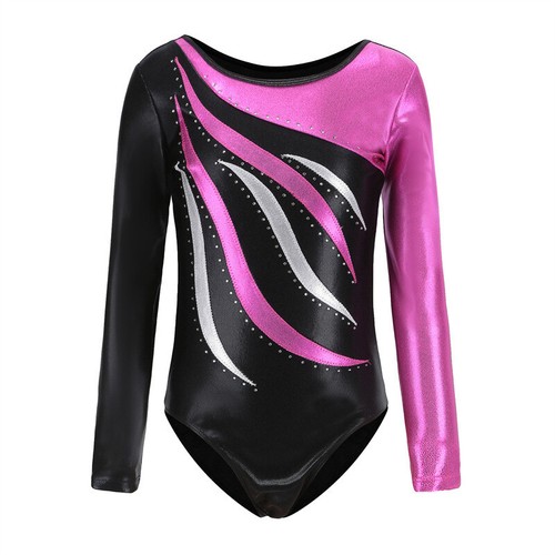 Girl Long Sleeve Dancewear Ballet Gymnastics Kids Dance Bodysuit Costume - Picture 3 of 8