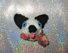 Dog Head ooak ornament pin scarf or hat decoration flatback #crochet #dolls 