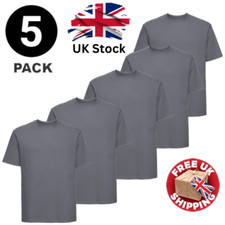 5 PACK Men's T-Shirt Heavy Cotton Plain Short Sleeve Tees 100% Cotton Blank Tees
