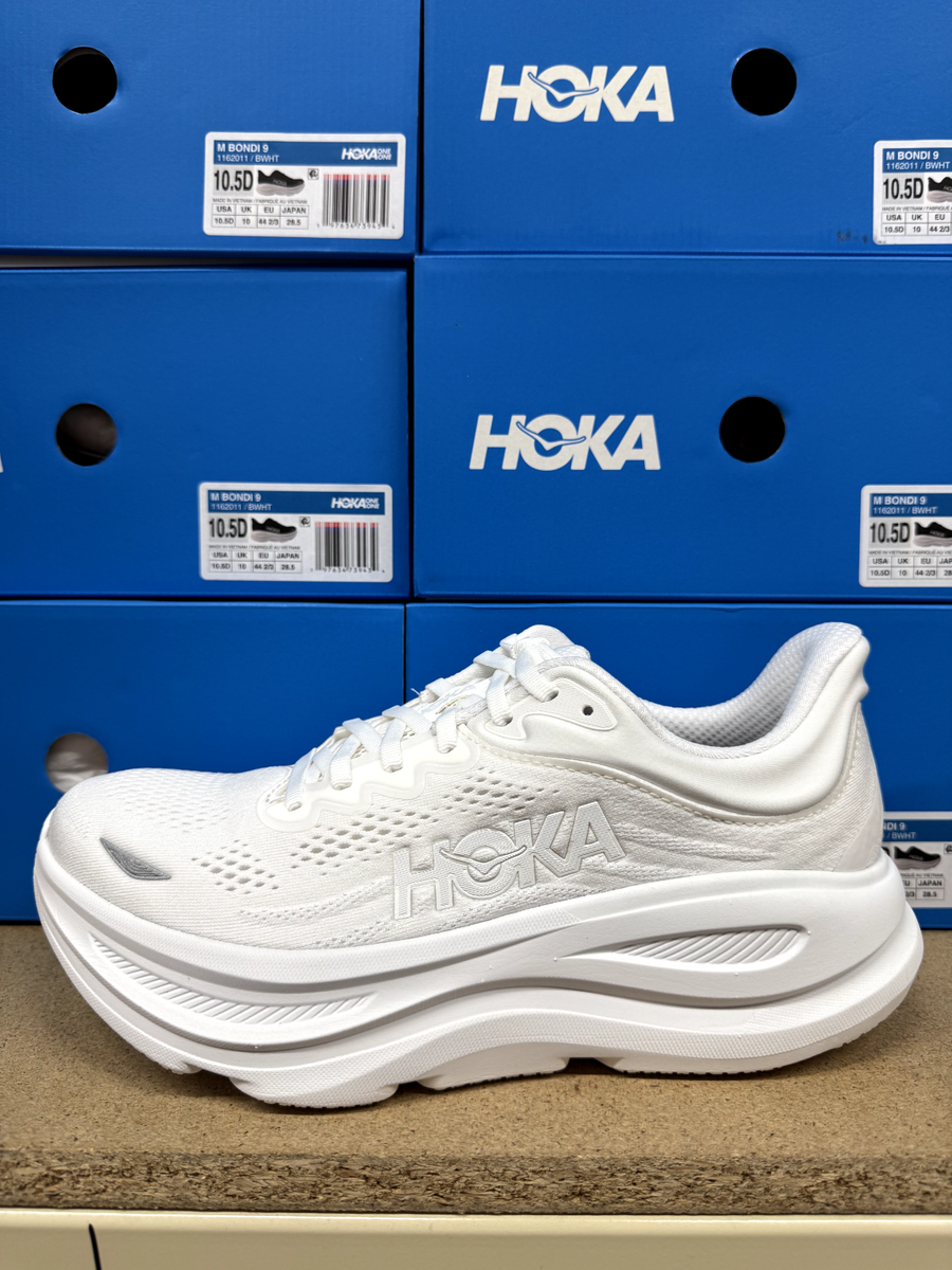 Hoka One One Bondi 9 White 1162012-WWH Womens Running Sneaker New