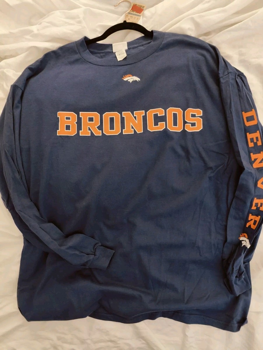Denver Broncos T-Shirt Navy Blue Long Sleeve NFL 2XL