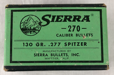 Sierra 270 Caliber Bullet Box 130 GR BOX ONLY EMPTY .277 Spitzer Vintage