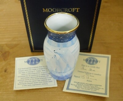 Boxed Ltd Ed Moorcroft Emaille ''Eisscholle'' Vase - Sian Leeper - 3 1/2'' (9 cm)