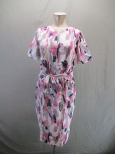 NWT Stylove Size L Womens Short Sleeve Split Neck Waist Tie Bodycon Dress 792