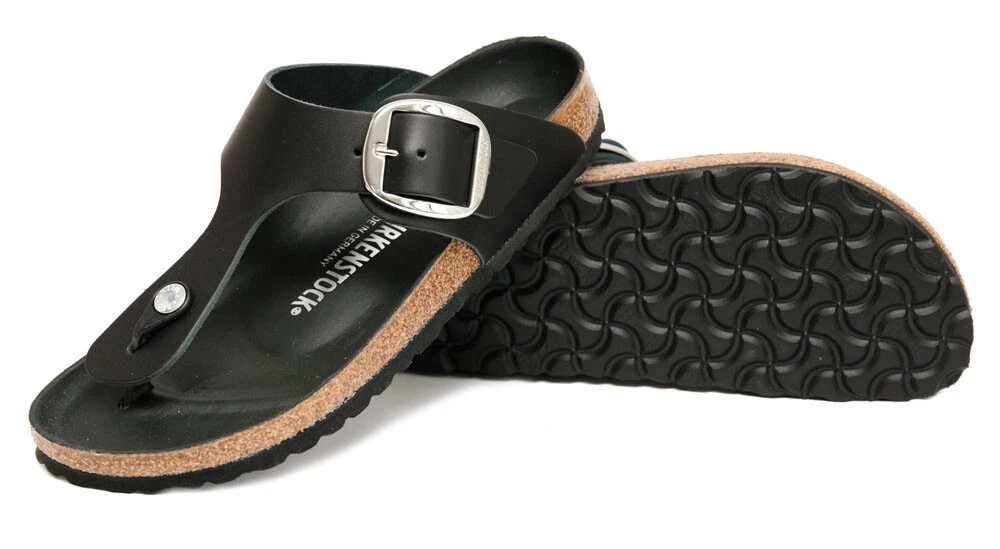 Birkenstock Sandals GIZEH BIG BUCKLE black leather NEW | eBay