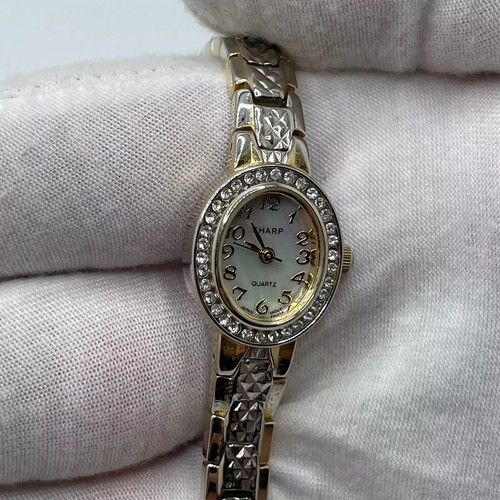 Sharp Womens Watch 18mm Case Mother of Pearl Dial Gem Set Quartz - Picture 4 of 13