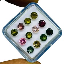 12 Pcs Natural Multi Color Tourmaline 4.5mm Round Cut Loose Gemstones 4.56 Cts
