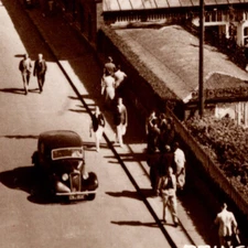 Vintage 1920s RPPC Princess Parade Bridlington Piers People Cars Postcard UK