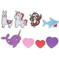Valentine Animals  Hearts Foam Stickers