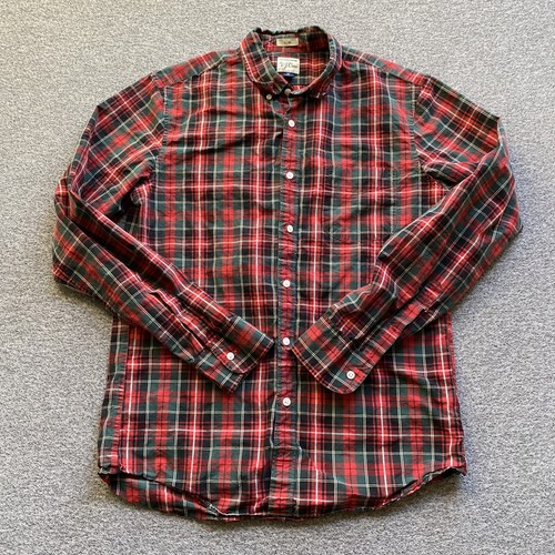 J.Crew Men’s Size Medium Slim Red Plaid Long Sleeve Collared Button Up Shirt