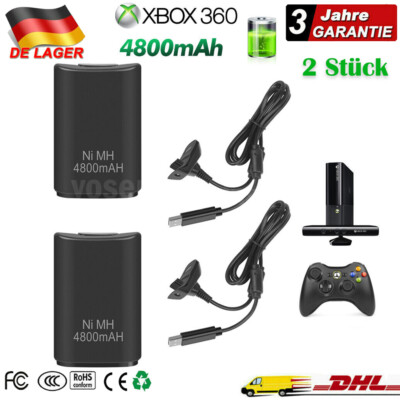 2x Wiederaufladbare Batterie Akku für Xbox 360 Wireless Controller mit Ladegerät