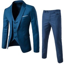 Fashion Men Slim Fit Tuxedo 3 Pcs Coat Vest Pants Formal Wedding Dress Suit Vest
