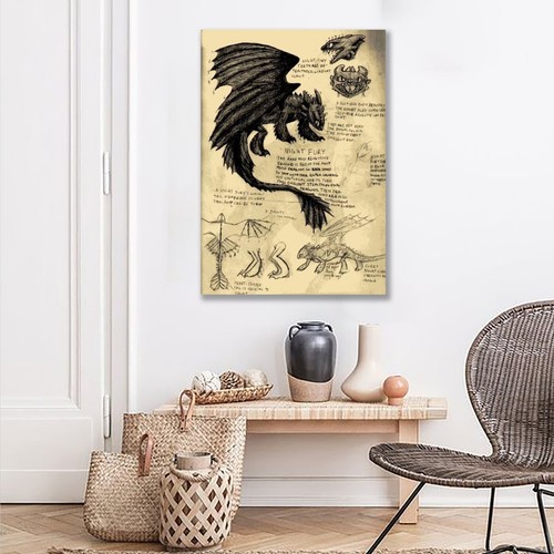 Dragon Toothless Wall Art, How to Train Your Dragon Poster, Dragon Wall Art - Picture 5 of 8