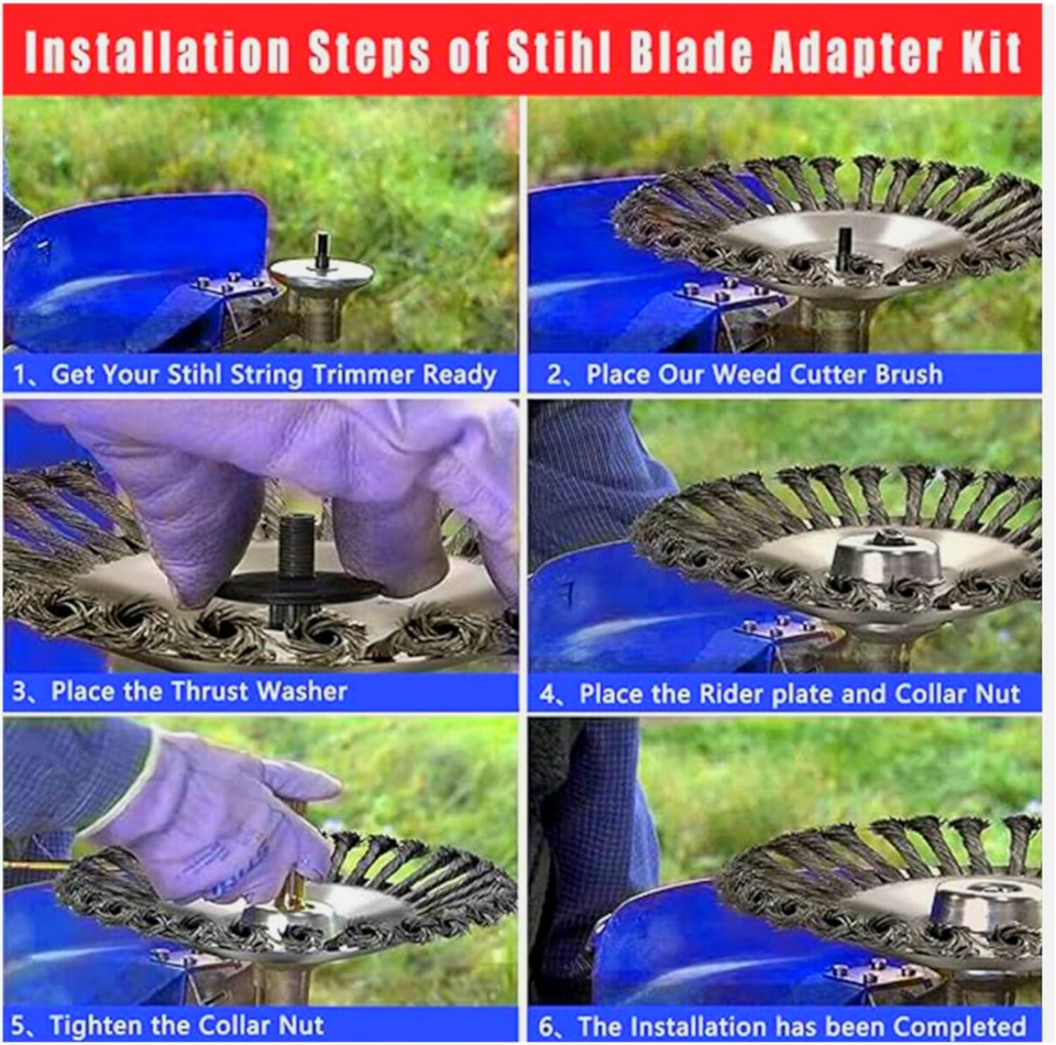 KUGONTC 8 Inch Steel Wire Rotary Brush Cutter Trimmer Head Weed Blade