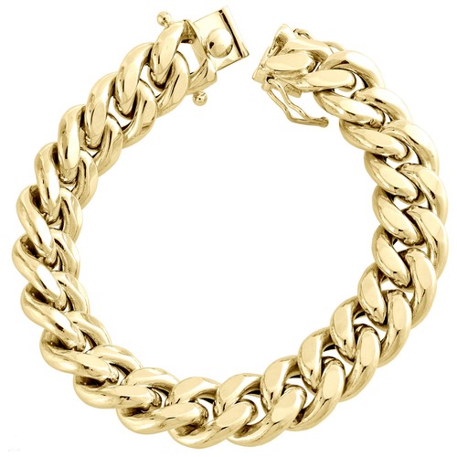 Mens 10K Yellow Gold 3D Hollow Miami 