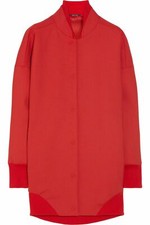 MAISON MARTIN MARGIELA RED WOOL BLEND GABARDINE OVERSIZED BASEBALL JACKET-38 IT