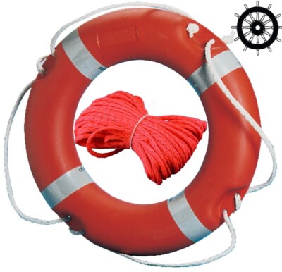 SOLAS Rettungsring + 30 Meter Wurfleine Rettungsreifen Schwimmring Schwimmreifen