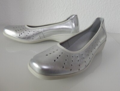 ACO Pumps Ballerina Leder silber Keilabsatz  Gr. 37