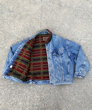 Levis Jacket Vintage Blue Denim Aztec Native American Style Lining made in USA