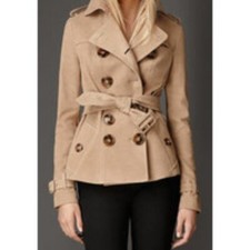 Burberry Calf Suede Tan Belted Trench Coat Size 2