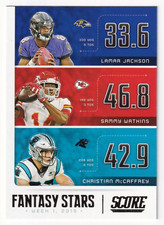 2020 PANINI SCORE FOOTBALL- LAMAR JACKSON FANTASY STARS NO. FS-LSC RAVENS 🔥