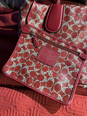 Coach Signature Coated Canvas Taxi Zip Tote Bag Red 33504 | eBay