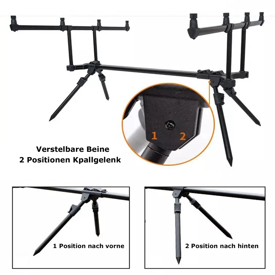 Aluminium Karpfen Rod Pod Buzzerbar Angeln Ruten Auflage Verstellbar mit Tasche - Bild 2 von 4