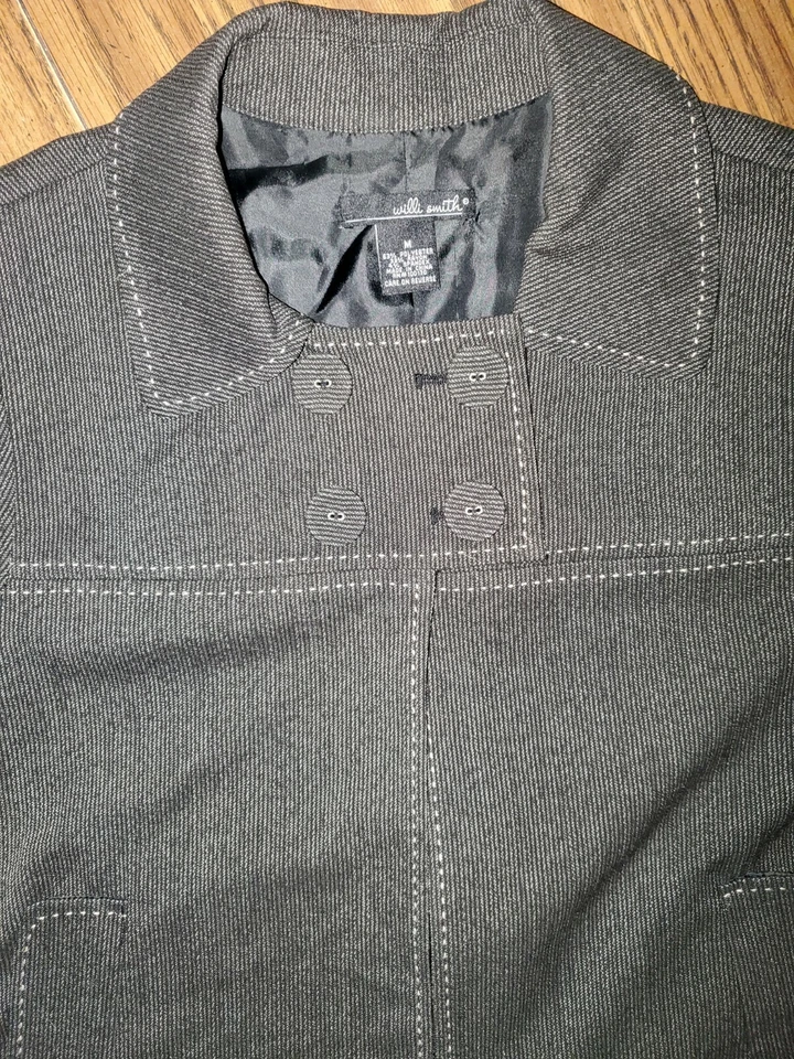 Blazer Top Chaqueta Recortada Willi Smith Para Mujer Manga 3/4 Botón Cuello Frontal M Foto 2 de 4