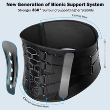 Back Brace Lumbar Support Belt for Lower Back Pain Sciatica Size L Black