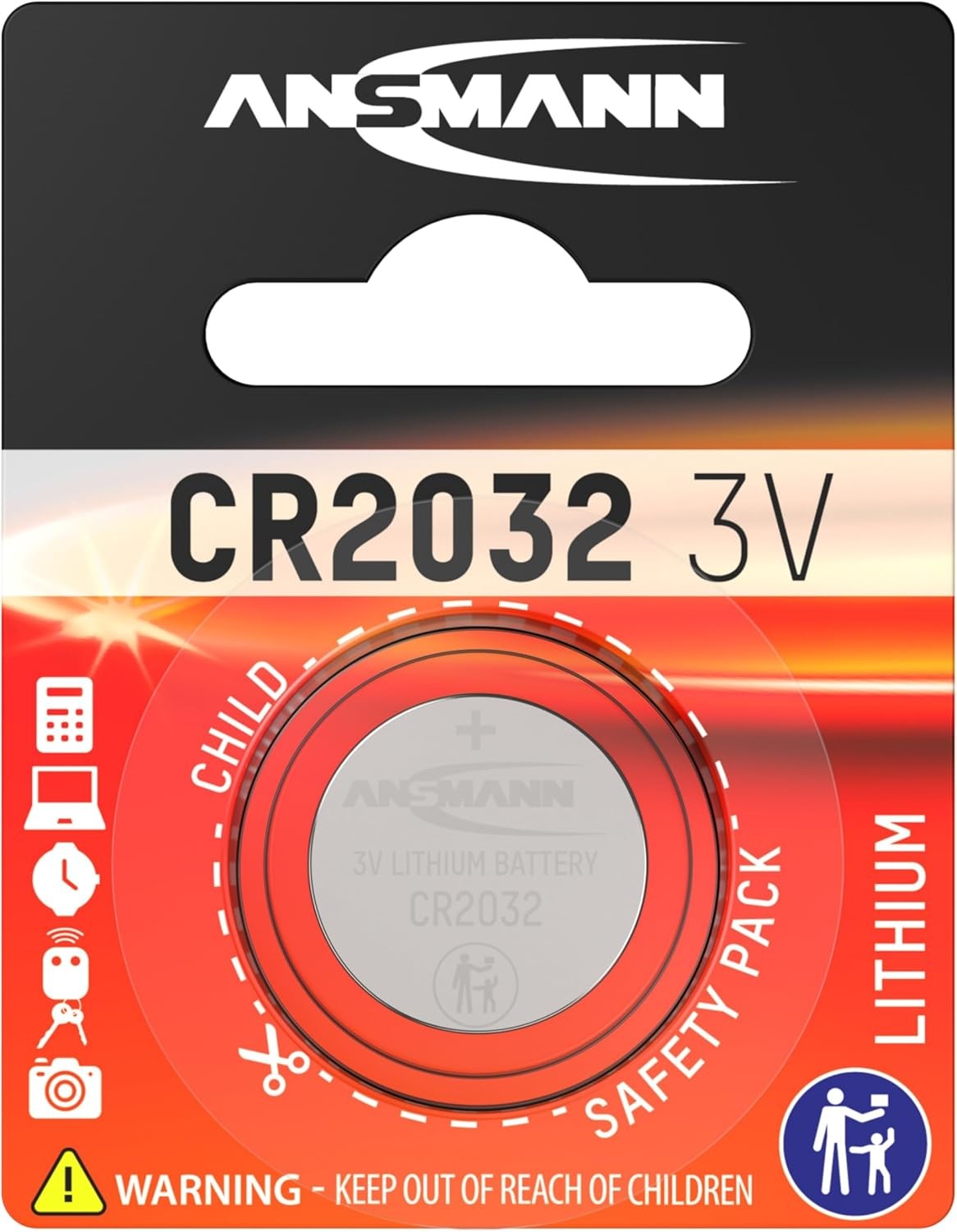 ANSMANN CR2032 Coin Battery [Pack of 1] Lithium 3V Button Cell Ideal For Heart