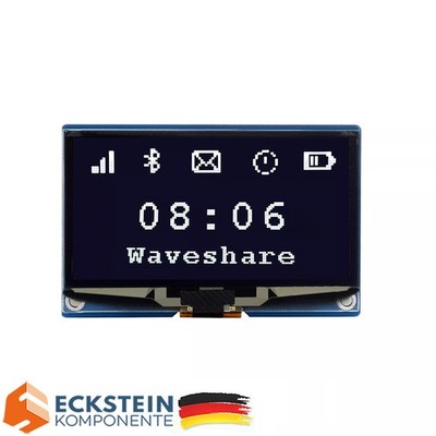 WaveShare 2.42 Zoll OLED Display Module 128x64 SPI I2C Weiß auf Schwarz, 25742