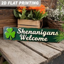 2D Shenanigans Welcome Metal Sign Horizontal St. Patrick's Day Easter Wall Decor