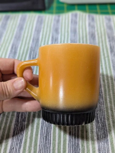 Vintage Anchor Hocking Fire King Orange to Black Glass Stacking Coffee Mug