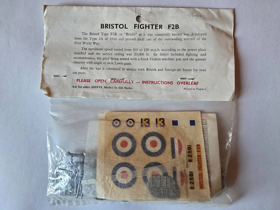 AIRFIX AIRPLANE - BRISTOL FIGHTER - Scala 1/72 - Late 50s - Vintage - Immagine 2 di 2