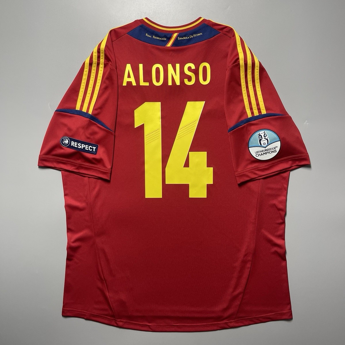 SPAIN ADIDAS 2012 EURO FOOTBALL SOCCER HOME JERSEY #14 ALONSO SIZE