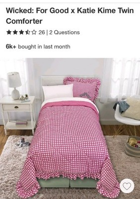 Wicked Twin Comforter Pillow Sham Bed Set Katie Kime Gingham Pink Glinda Good