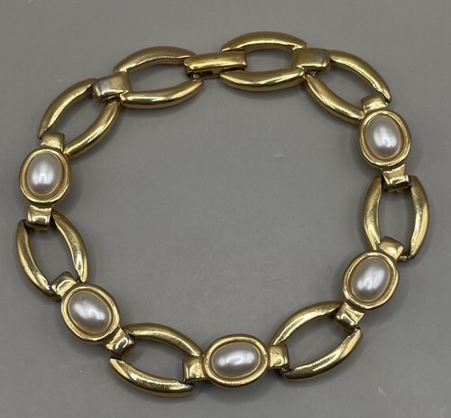 Napier Damen Armband goldfarben Metall Kunstperlen 7,25" - Bild 1 von 5