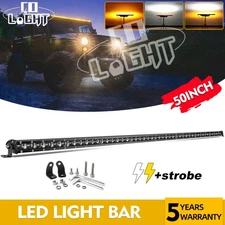 50"/52" Slim LED Light Bar Spot Flood Combo Amber White Strobe Truck 4WD SUV UTV