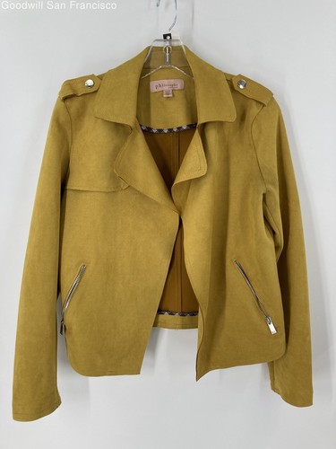 Philosophy Green Pockets Long Sleeve Casual Open Front Womens Jacket Size XS