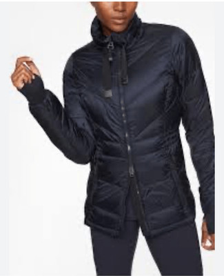 Athleta Banner Peak Goose Down Jacket Captain Navy Blue Size Small Puffer Warm
