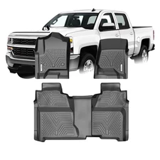 3Pcs Floor Mats for 2014-2018 Chevy Silverado/Sierra 1500 2500HD 3500HD Crew Cab