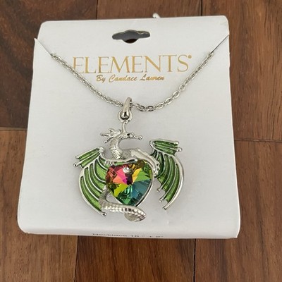Elements by Candace Lauren Necklace Dragon 16'' LINK Neck Chain WITH CRYSTAL NEW