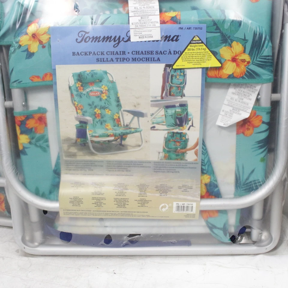 2 Tommy Bahama Floral 5 Posiciones Hawaiano Clásico Plegable Mochila Silla de Playa Foto 2 de 4