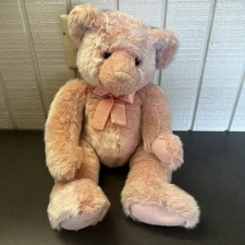 Russ Berrie Russplus Pink Teddy Bear Plush Bow Stuffed Animal Rare 20" EUC