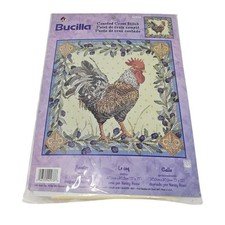 NEW 2001 Bucilla Counted Cross Stitch Kit Rooster 12x12 Farmhouse Nancy Rossi